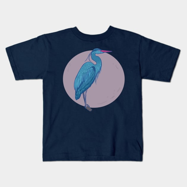 Blue heron Kids T-Shirt by AlinaPlesia